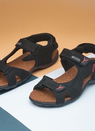 Чоловічі чорні якісні,зручні сандалі на липучках,шкіряні,натуральна шкіра-чоловіче взуття на літо4 фото