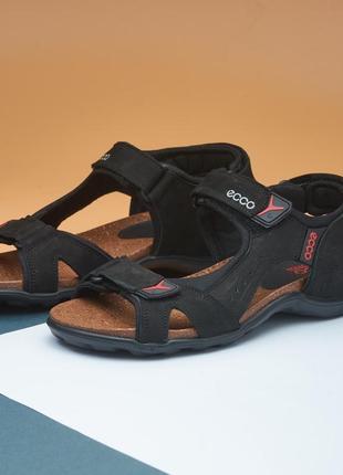 Чоловічі чорні якісні,зручні сандалі на липучках,шкіряні,натуральна шкіра-чоловіче взуття на літо5 фото