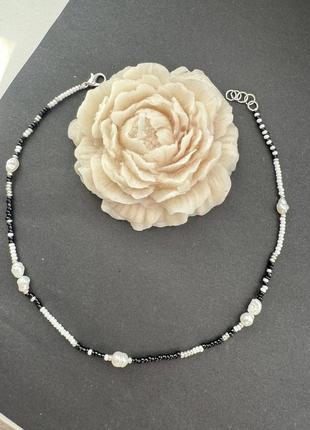 Черно-белый чокер чекер с жемчугом из жемчуга и бисера колье на шею 2024 украшение