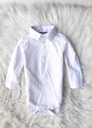 Белая боди рубашка сорочка с длинным рукавом primark