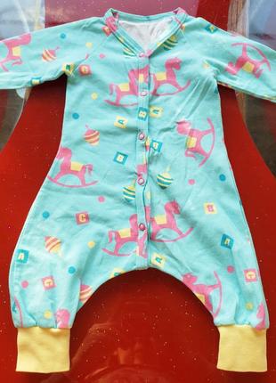 Бавовняний чоловічок сліп ромпер новонародженій дівчинці 0-3м 50-56-62 см