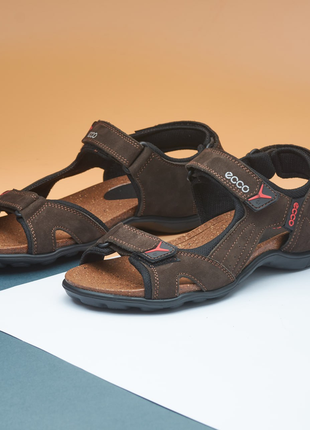 Стильные мужские коричневые кожаные сандалии на липучках,удобные,натуральная кожа-мужская обувь на лето