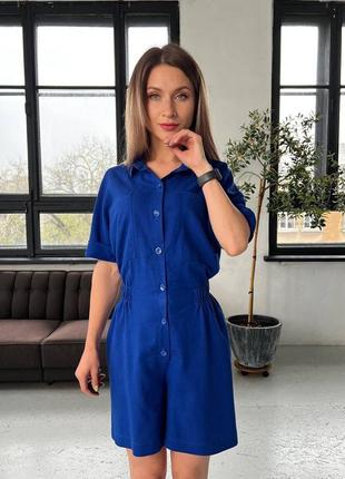 Лляний комбінезон шортами