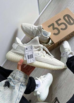 Розкішні жіночі та чоловічі кросівки adidas yeezy boost 350 v2 bone premium білі