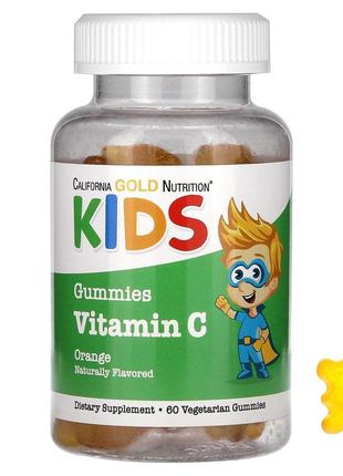 California gold nutrition вітамін c для дітей без желатину з натуральним смаком апельсина cgn-02295