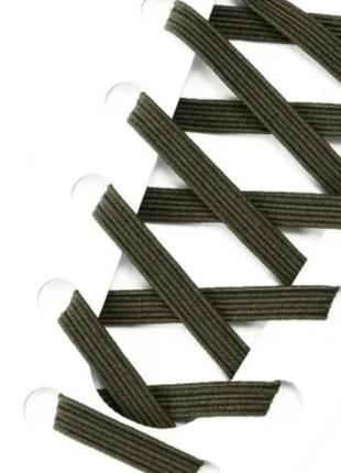 Шнурки зелені темні хакі без зав'язування еластичні резинки на замках фіксаторах капсула