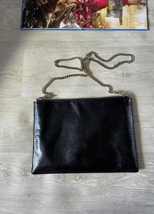Черная кожаная сумка клатч6 фото