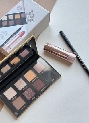 Набір тіні + помада + олівець для губ abh anastasia beverly hills soft glam deluxe trio 3 мл + 1.14 г + 6.4 г