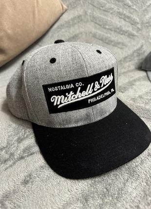Кепка бейзболка m&n label logo brand (heather grey/black)