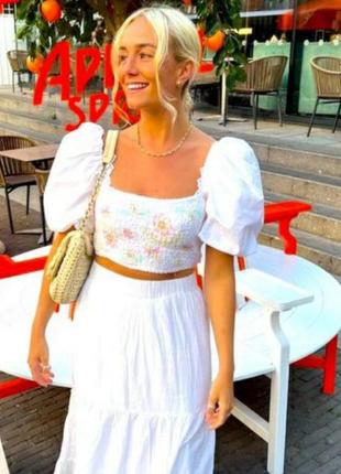 Топ котоновий з об'ємним рукавом