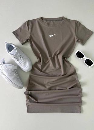 Облегающая стяжки затяжки кулир найк nike платье по фигуре короткая прямая спортивная вырез мини облегающее короткий рукав