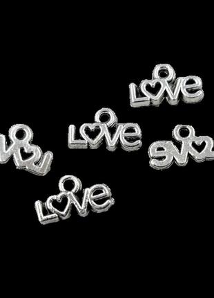 Підвіски металеві finding кулон love серце античне срібло 12 мм x 7 мм