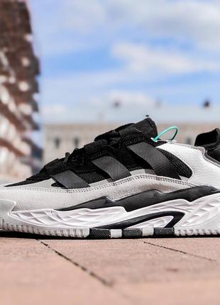 Мужские кроссовки адидас найтбол чёрно-белые / adidas niteball white-black