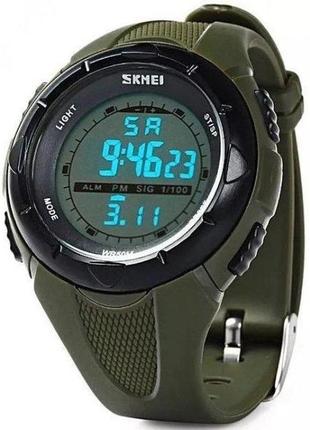 Мужские часы skmei 1025ag army green, армейские часы противоударный. цвет: зелёный