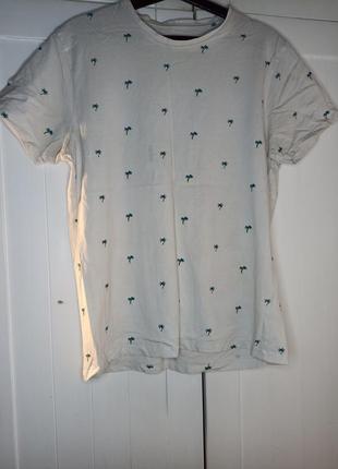 Белая футболка с пальмами, 100% хлопок, размер xl-l