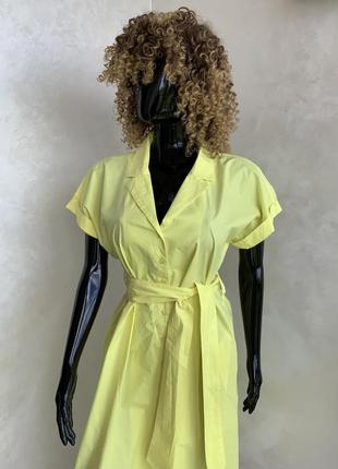 H&m яскрава довга сукня сорочка максі у лимонному неймовірному кольорі з бавовни