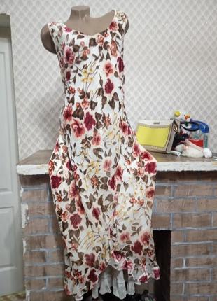 Платье сарафан с бархатистым принтом