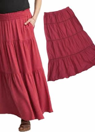 Ярусная розовая юбка/юбка длинная в стиле бохо
