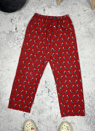 Штаны пижамные монограмм с медведем polo Velour ralph lauren