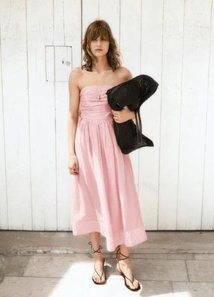 Платье женское розовое бандо hm new
