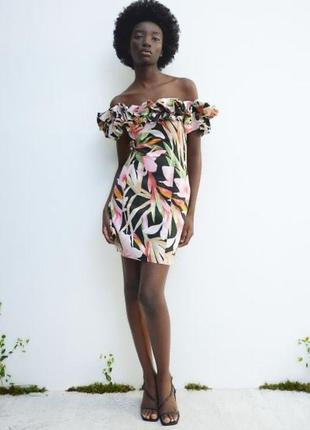 Сукня жіноча квіткова коротка з воланами hm
