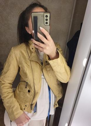 Косуха жакет пиджак куртка курточка желтая золото 36 34 32 xs xxs s золото горчица