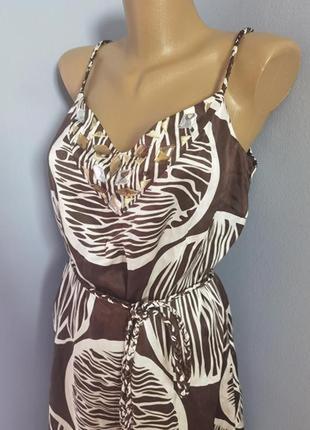 40 шёлковое коричневое платье на бретелях шёлк шелк monsoon шёлк шёлковое атлас с пояском3 фото