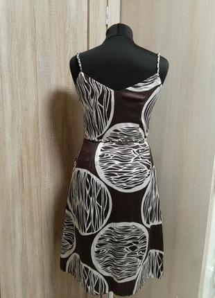 40 шёлковое коричневое платье на бретелях шёлк шелк monsoon шёлк шёлковое атлас с пояском10 фото