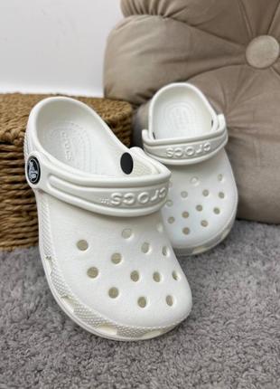 Белые детские кроксы сабо хит продаж crocs classic clog kids white