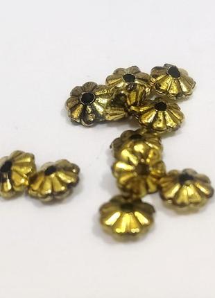 Намистини пластикові finding ронделі роздільники античне золото 6 мм х 3 мм