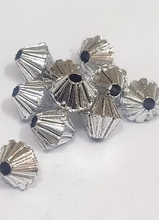 Намистини пластикові finding біконус ромб сріблястий 6 мм х 7 мм