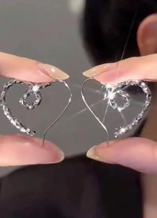Сережки сріблясті серця