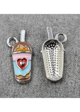 Підвіски finding кулон стаканчик коктейль кави із серцем сталистий 21 мм x 10 мм х 3 мм