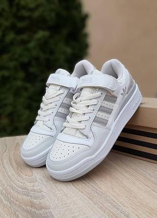 Женские кроссовки adidas forum low milk grey адедас форум молочного с серым цветами