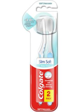 Зубная щетка colgate slim soft для защиты десен 2 шт. (8714789993829)