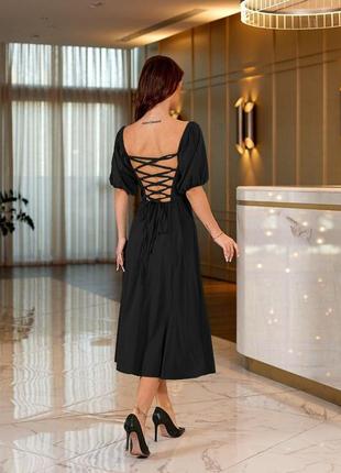 Жіноча літня міді сукня 8_0/6/мр/ир088 плаття з шнурівкою на спині сарафан (42, 44 розмір)