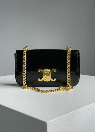 Сумка celine chain shoulder bag claude in shiny calfskin black3 фото