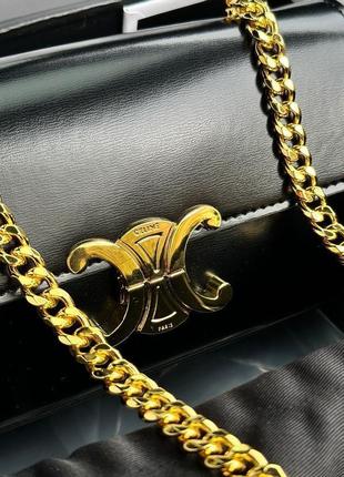 Сумка celine chain shoulder bag claude in shiny calfskin black7 фото