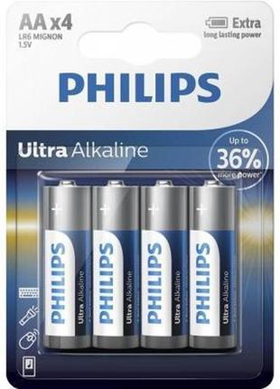 Батарейка philips aa lr6 ultra alkaline * 4 (lr6e4b/10)