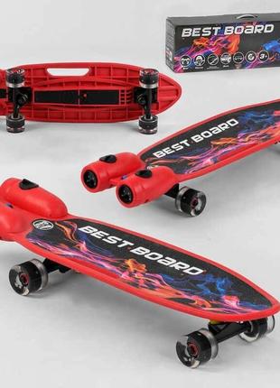 Скейтборд s-00710 best board (4) з музикою й димом, usb-заряджання, акумуляторні батарейки, колеса pu зі світлом