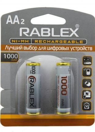 2 штуки акумулятор rablex aa (hr6) 1000 mah ni-mh 1.2v з захистом original реальна ємність акумуляторна батарейка батарея польща!