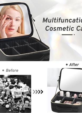 Портативна тканинна косметичка з дзеркальцем make up black