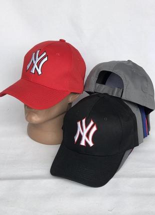 Кепка бейсболка new york красная унисекс с белым логотипом вышивка 3d