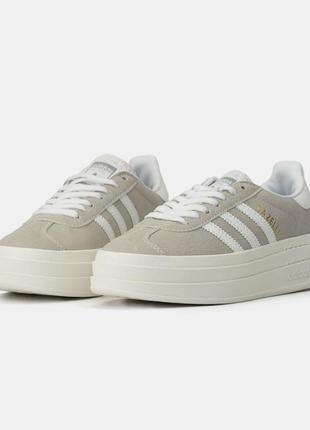 Кросівки adidas gazelle bold platform grey white1 фото