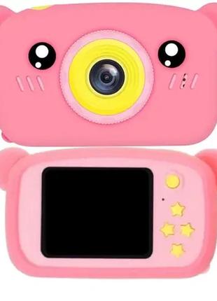 Цифровой детский фотоаппарат teddy gm-24 розовый мишка smart kids camera розовый