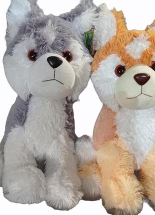 М'яка іграшка собака хаскі сіра, руда