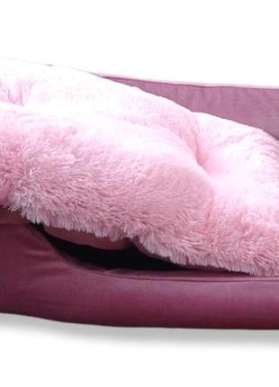 Лежак для собак 50*70см рожевий велюр