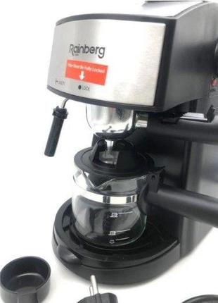 Кофеварка рожковая espresso rainberg rb-8111 с капучинатором 3,5 бар 2200w черная