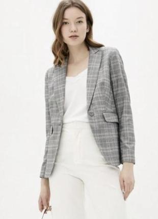 Серый женский жакет в клетку marks & spencer