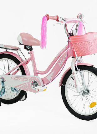 Дитячий двохколісний велосипед з кошиком corso nice ,колеса 18 дюймів nc-18005